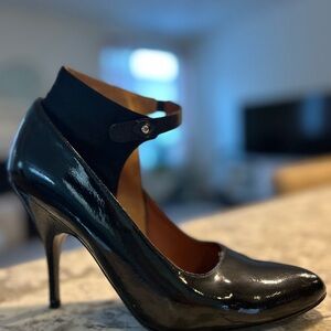 Lanvin Shiny Black Ankle Strap Heels